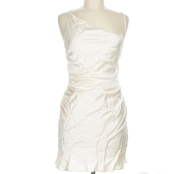 Shona joy - La Lune Asymmetrical Bias Cowl Mini Dress - cream - Picture 10 of 11